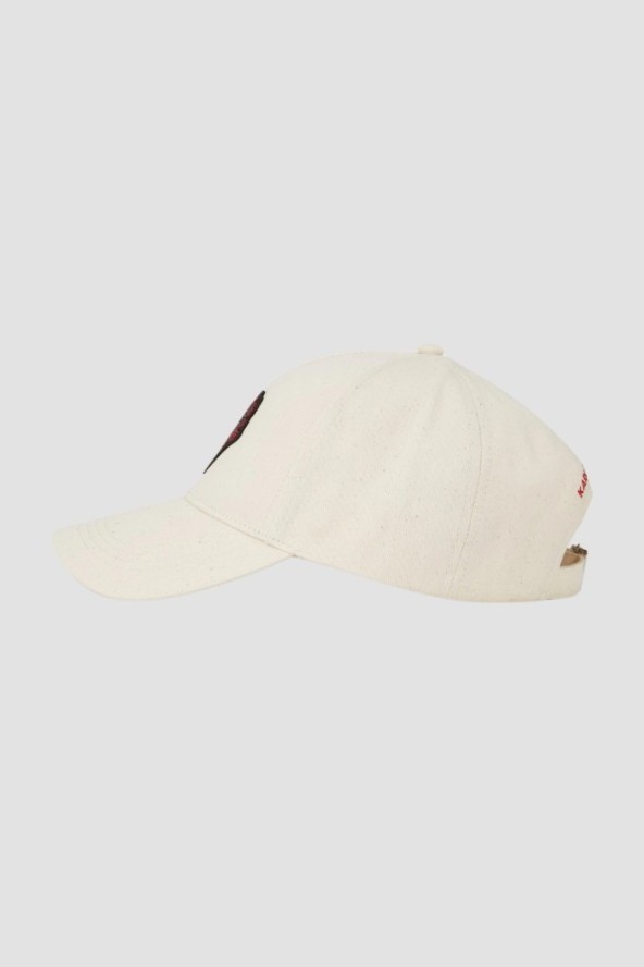 KARL LAGERFELD Beżowa damska czapka z daszkiem z sercem