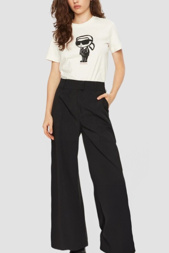 KARL LAGERFELD Beżowy damski t-shirt Ikon Sketch Karl, Rozmiar S