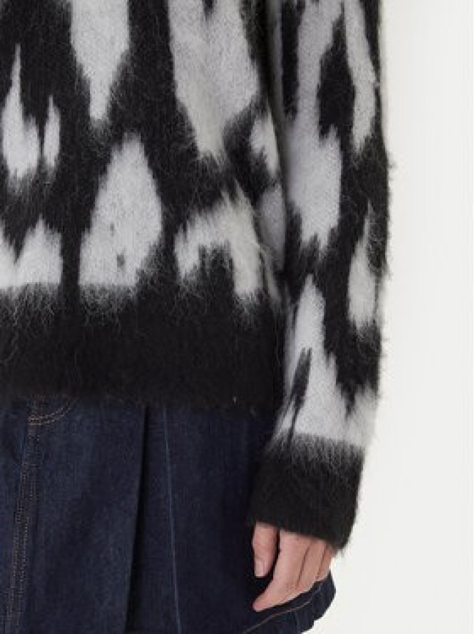 Calvin Klein Sweter Brushed Hairy LV044D343G Czarny Regular Fit