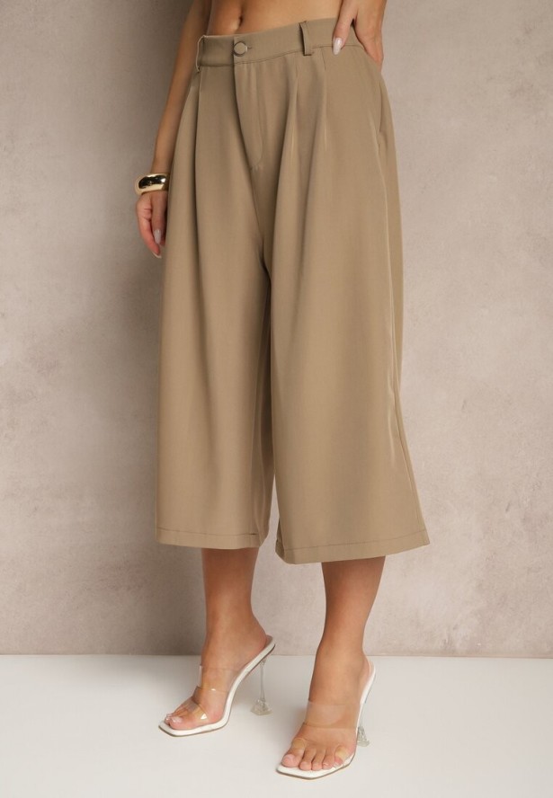 Brązowe Eleganckie Spodnie Typu Culottes Silunea