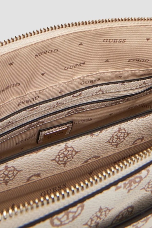 GUESS Beżowa logowana shopperka damska Daryna Elite