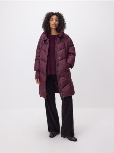 Długa pikowana kurtka - burgundowy