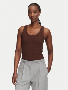 HUGO Top Datamia 50514489 Brązowy Slim Fit