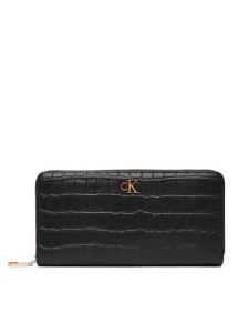 Calvin Klein Portfel Ck Croc Long Zip Around LV04F1096G Czarny