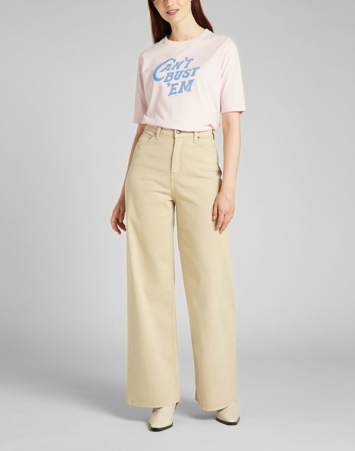 LEE HALF SLEEVE TEE DAMSKI T-SHIRT KOSZULKA NADRUK LOGO PALE LILAC L41ZEPSU 112140063