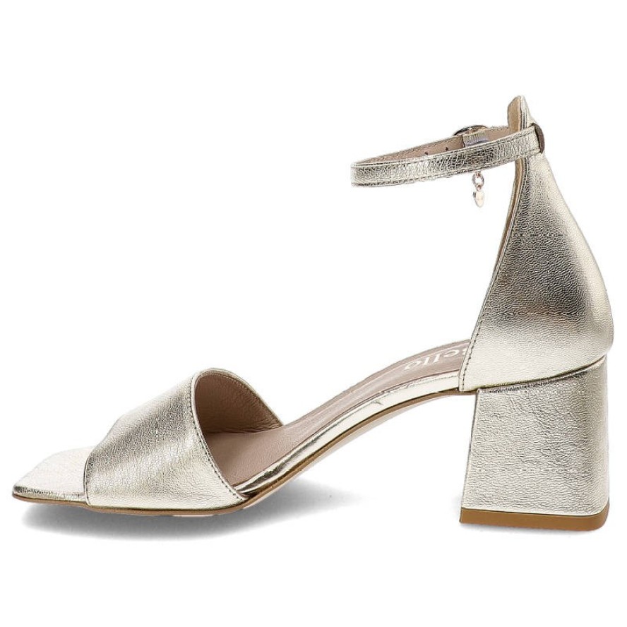Złote Sandały Chebello Eleganckie Obuwie Damskie