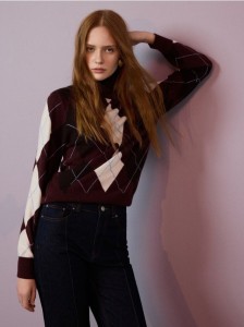 Wełniany golf w romby - wielobarwny