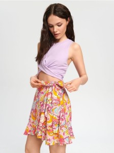 Spódnica mini z wiązaniem - pomarańczowy