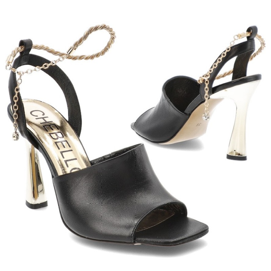 Czarne Sandały Chebello Eleganckie Obuwie Damskie Na Szpilce