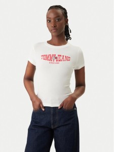 Tommy Jeans T-Shirt Wavy Flag DW0DW22272 Biały Slim Fit