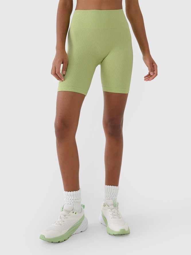 4F Legginsy kolarki bezszwowe treningowe damskie - zielone XS/S