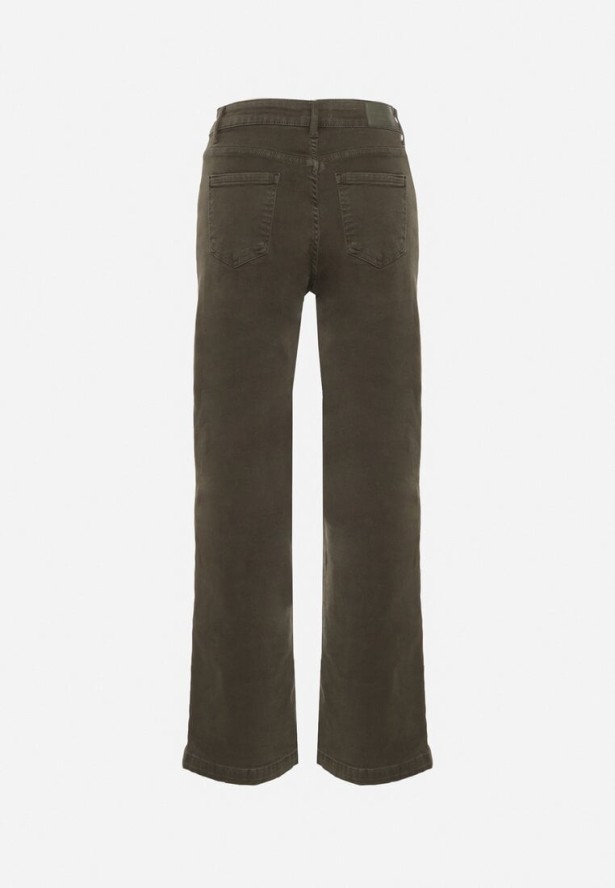 Ciemnozielone Bawełniane Jeansy o Szerokim Kroju Violine
