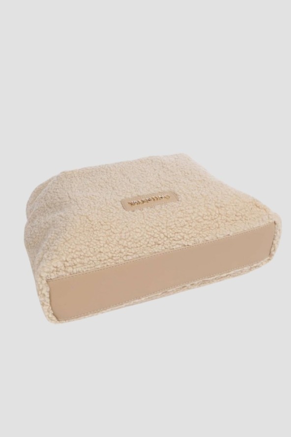 VALENTINO Duża beżowa damska torebka Qube Hobo Bag