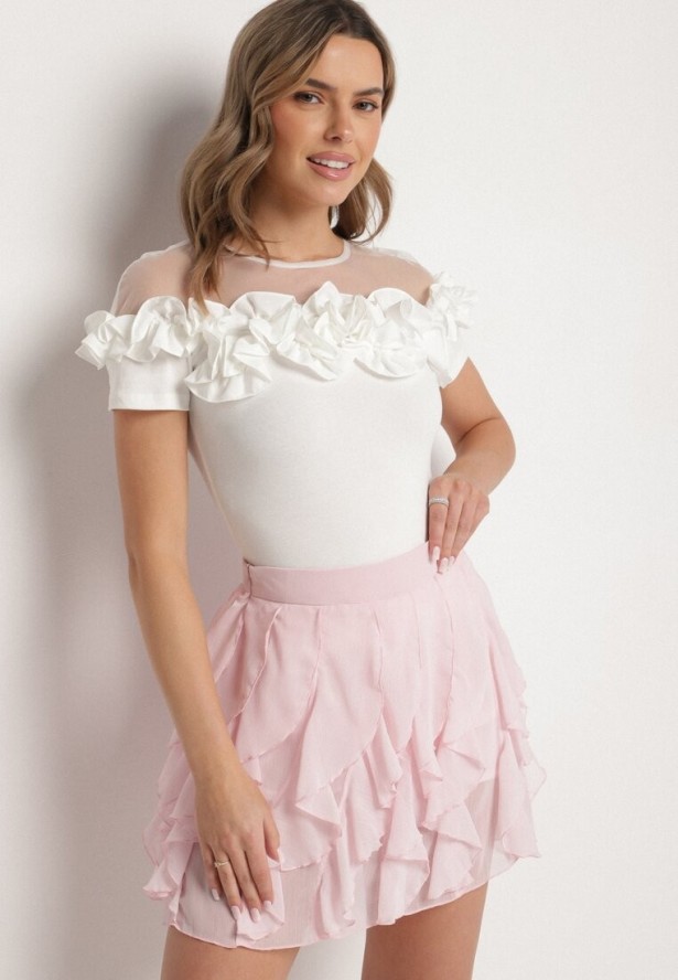 Różowe Spódnico-Szorty z Falbankami Vikavira