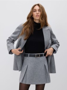 Spódnica mini z wełną - jasnoszary