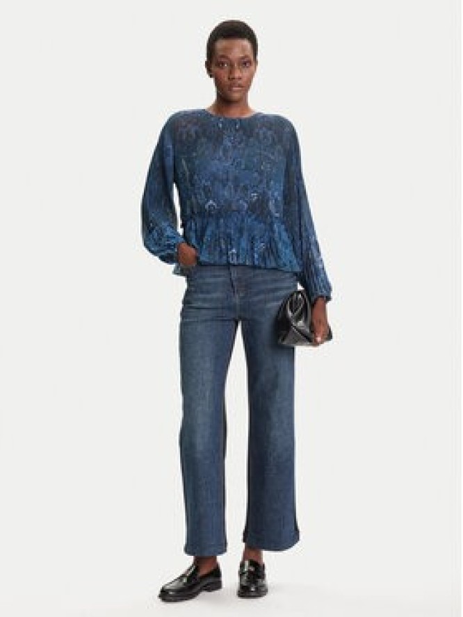 Desigual Bluzka Plise 25WWBW09 Granatowy Regular Fit