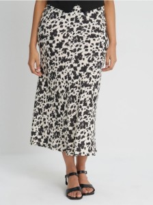 Wzorzysta spódnica midi z wiskozy - wielobarwny
