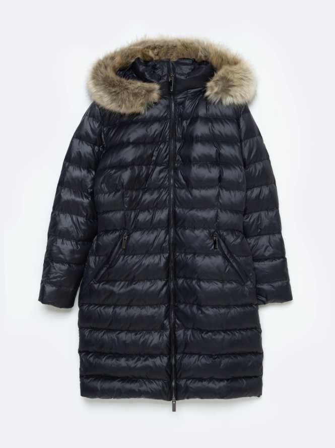 Płaszcz damski puchowy pikowany czarny Rosabel 906