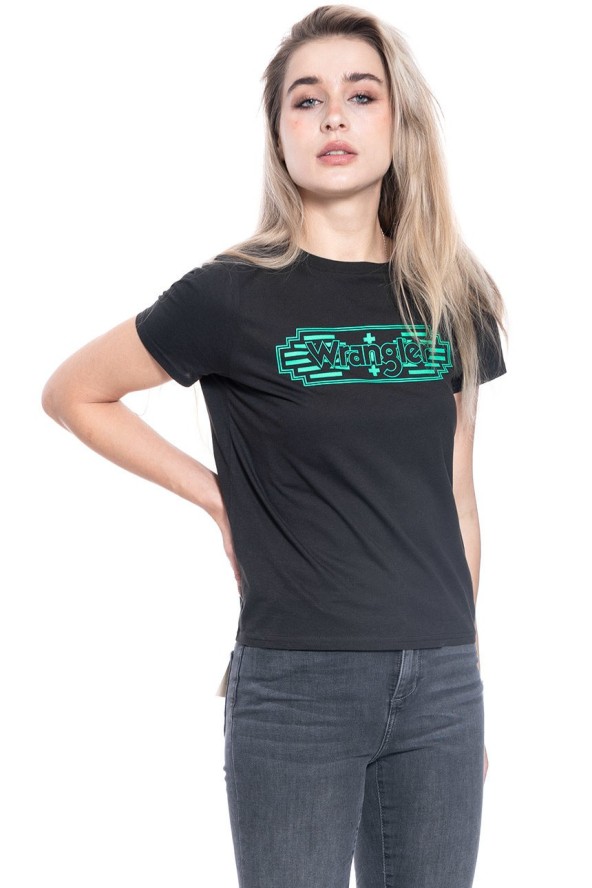 DAMSKI T-SHIRT WRANGLER SS GRAPHIC TEE FADED BLACK W7Z4EVXV6 112132172