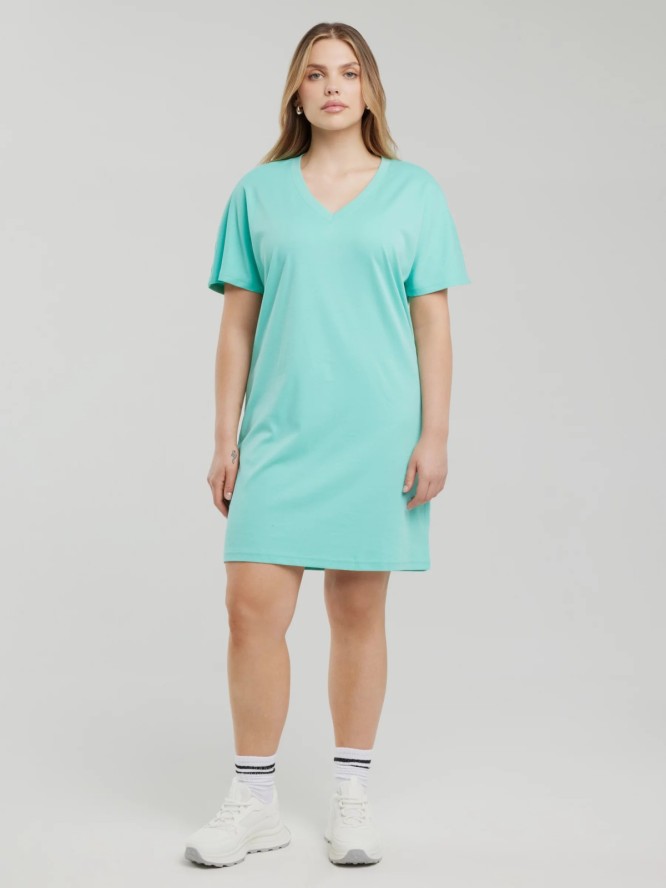 Sukienka damska bawełniana z krótkim rękawem turkusowa Zorkaya 302