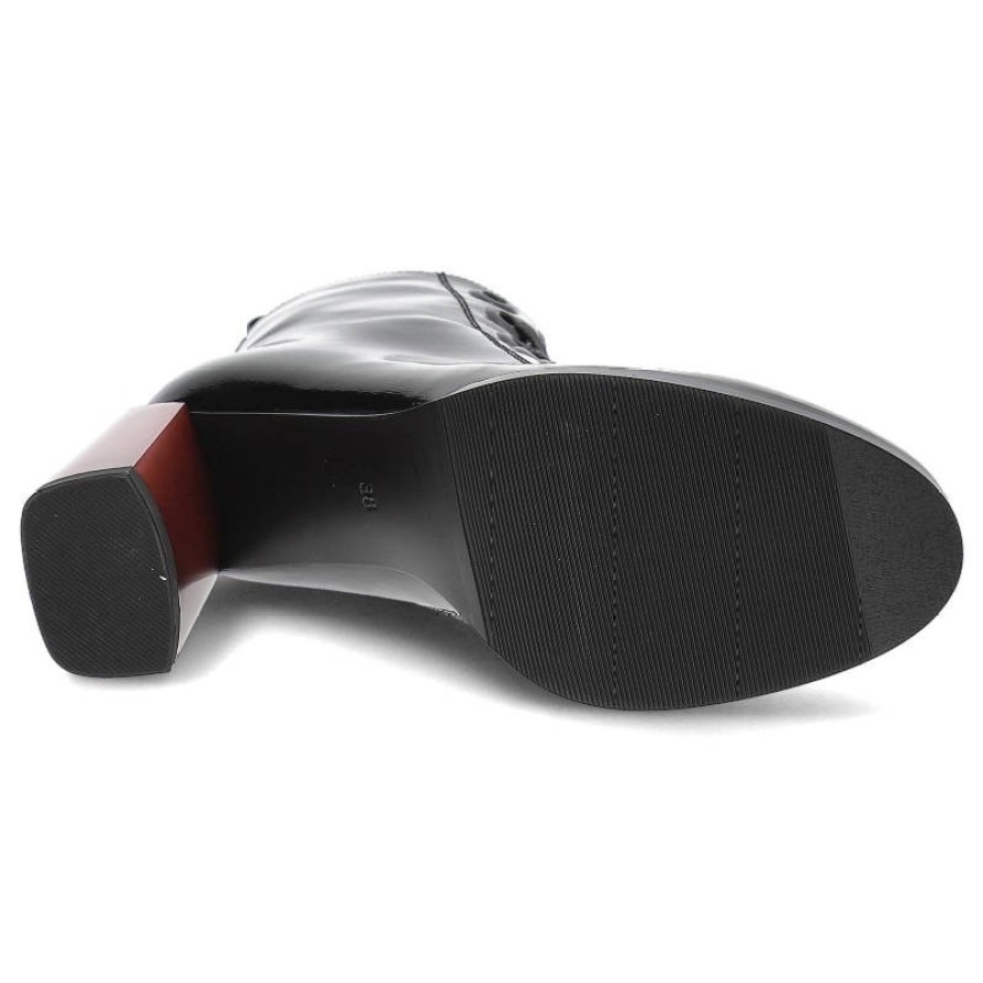 Czarne Botki S.Barski Damskie Buty Na Obcasie