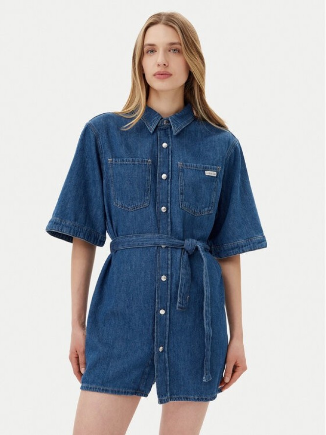 Calvin Klein Jeans Sukienka jeansowa J20J225169 Niebieski Boxy Fit