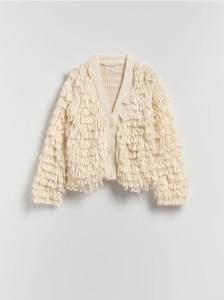 Kardigan ze strukturalnym splotem - złamana biel