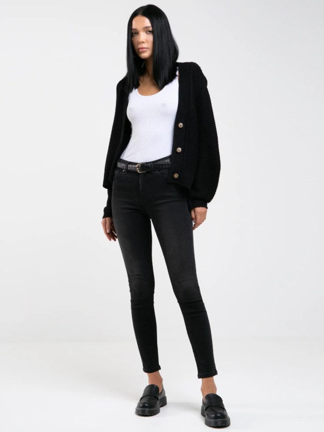 Jeansy damskie skinny z przetarciami czarne Adela 961