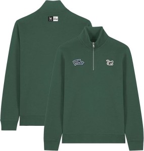 Bluza z zamkiem 1/4 – Polo – Organiczna – Dla dorosłych (zielona)