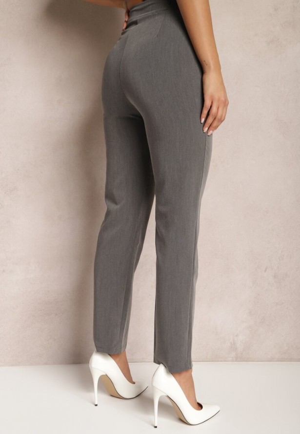 Szare Spodnie Garniturowe High Waist Zimara