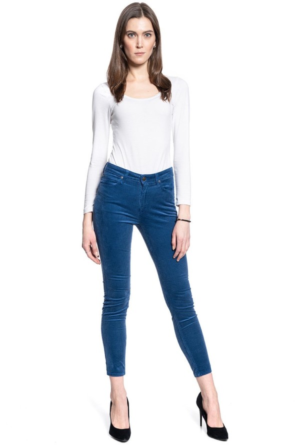 SPODNIE DAMSKIE SZTRUKSOWE LEE SCARLETT HIGH ESTATE BLUE L626QG17 112114322