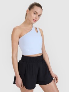 4F Crop top treningowy na jedno ramię 4F x Anna Lewandowska - niebieski S