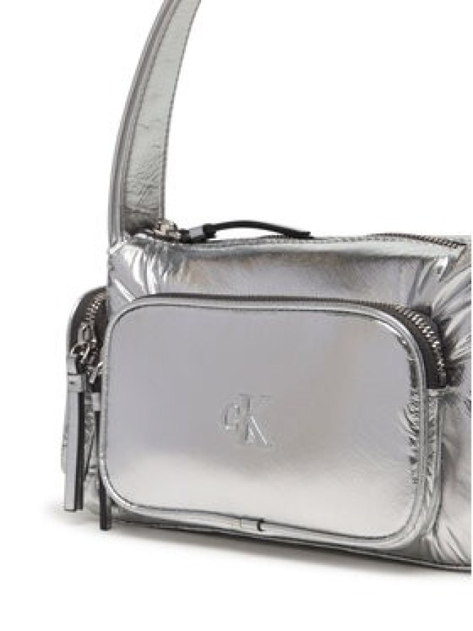 Calvin Klein Torebka Pocket Silver Nylon Small Bag LV04F3443G Srebrny