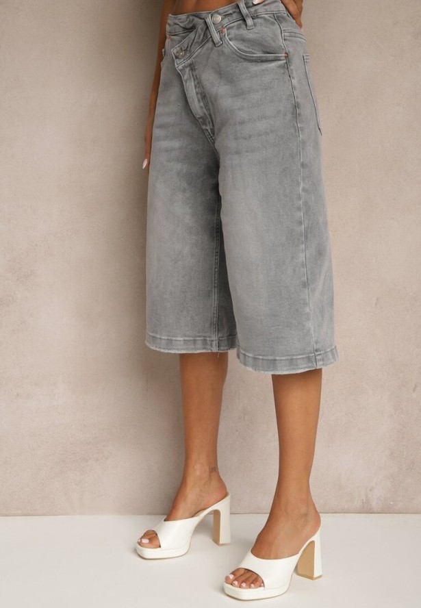 Szare Szorty z Bawełny o Asymetrycznym Kroju Rallimea