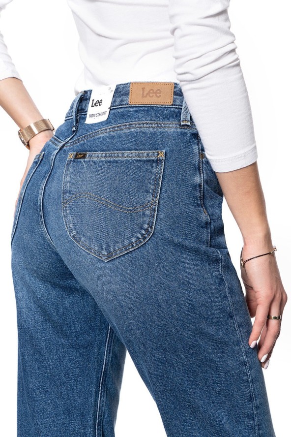 DAMSKIE SPODNIE JEANSOWE LEE MOM STRAIGHT MID BOOSTER L32IRDQF SAMPLE 112107616