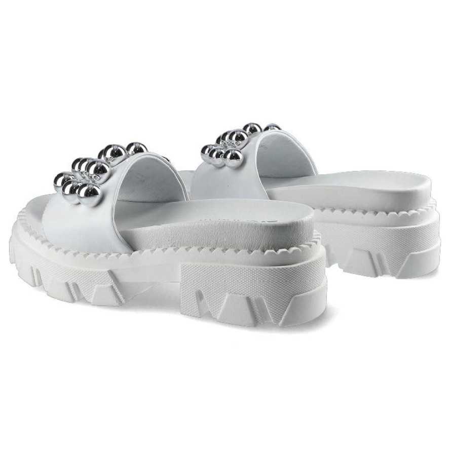 Białe Klapki Carinii Buty Damskie Obuwie Ze Skóry