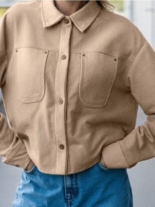 Kurtka z imitacji zamszu - kremowy