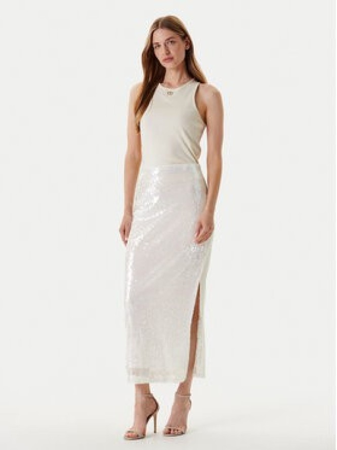 YAS Spódnica maxi Sequina 26037771 Écru Regular Fit