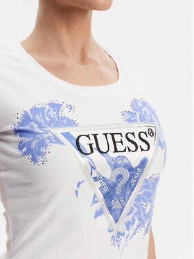 Guess T-Shirt W5GI08 J1314 Biały Slim Fit