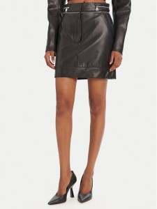 KARL LAGERFELD Spódnica z imitacji skóry A3W12014 Czarny Regular Fit
