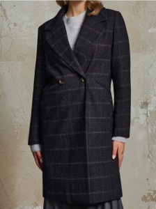 Długi płaszcz w kratę - wielobarwny