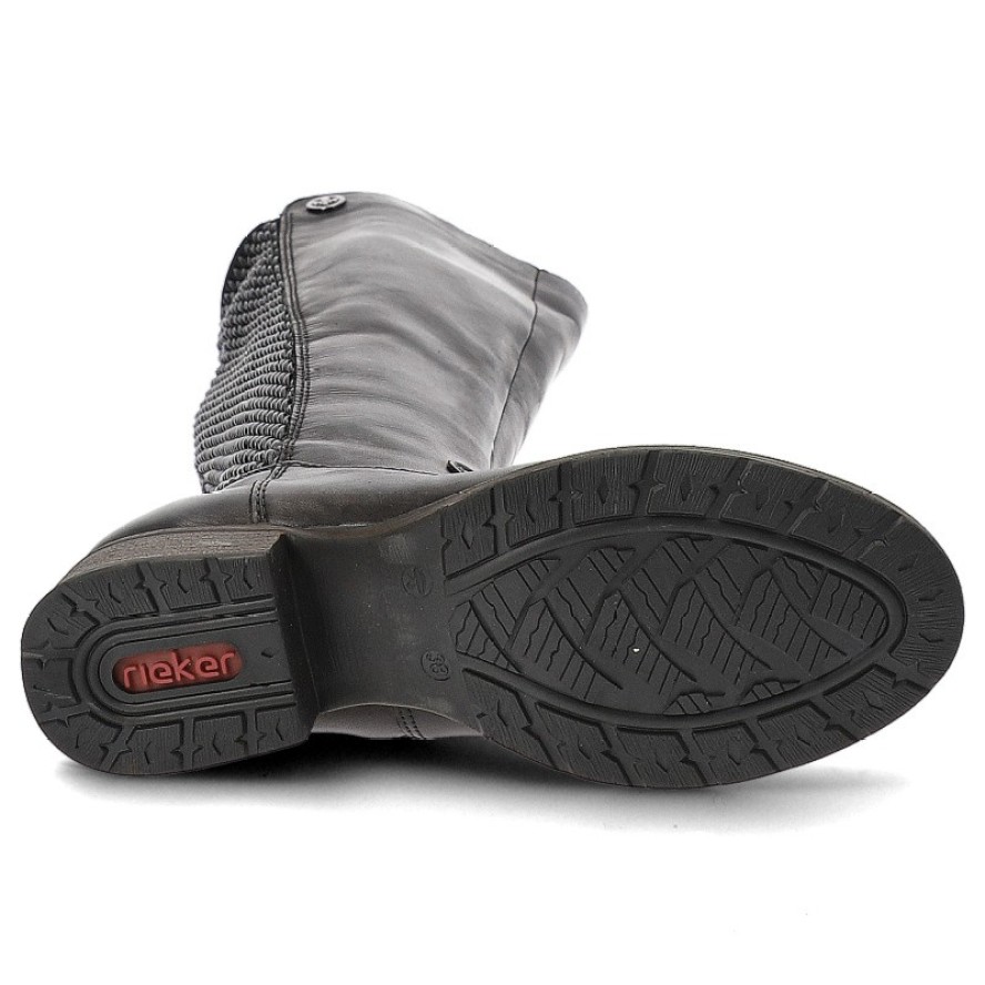 Czarne Kozaki Rieker Modne Obuwie Damskie