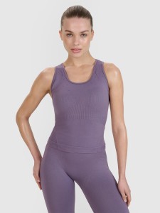 4F Top treningowy slim bezszwowy damski 4F x Anna Lewandowska - fioletowy L/XL