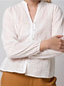 Ażurowa koszula z bawełny - biały