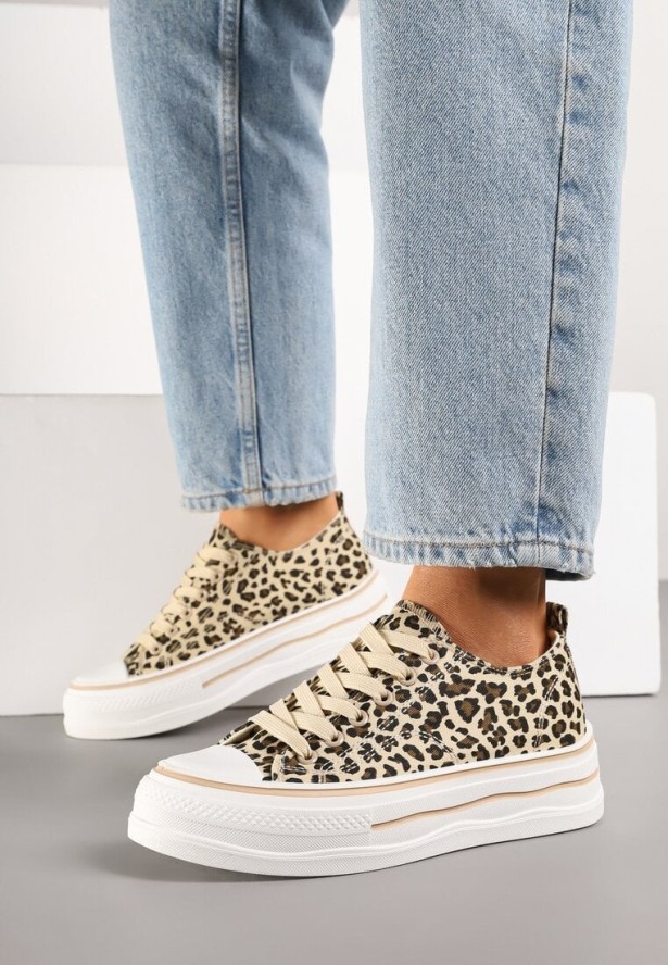 Panterkowe Casualowe Trampki na Niskiej Platformie Natirinne