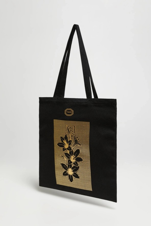 Torba shopper z nadrukiem czarna