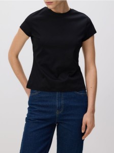 T-shirt z domieszką jedwabiu - czarny