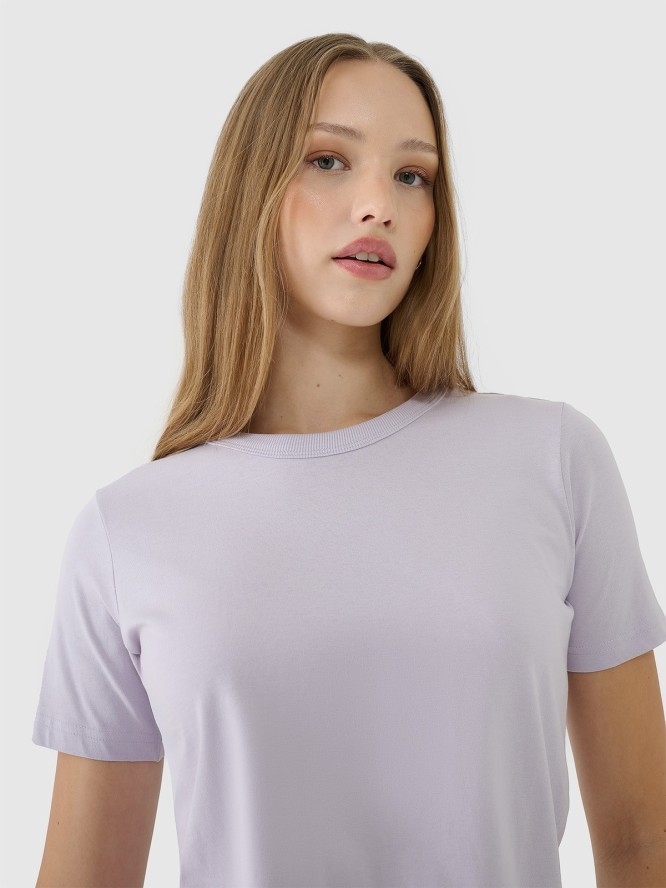 4F T-shirt regular gładki damski - fioletowy XS