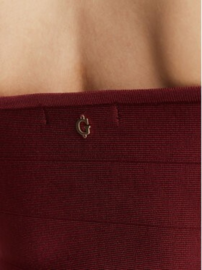 Guess Top W6YR37 Z1042 Bordowy Slim Fit