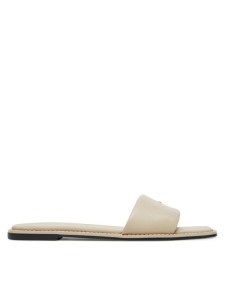 Calvin Klein Klapki Flat Sandal Square Hf Lth HW0HW02652 Beżowy